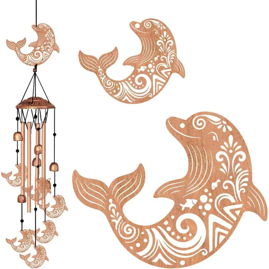 Wind Chimes for Outside, Dolphin Moon  Tube Windchime Melodious Melodic for Porch Patio Garden Decor,  Metal Memorial Wind Chimes Housewarming Gifts for  and Family