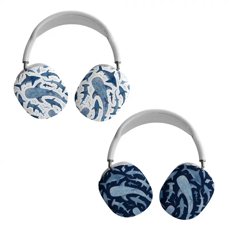 Watercolor Whale Shark Ocean AirPods Max Case, Aesthetic Marine Life Protective Cover, Sea Animals Pattern Headphone Accessories, Scratch-Resistant Earbud Cover, Cute Gift for Ocean Lovers, Shark Lover Gift