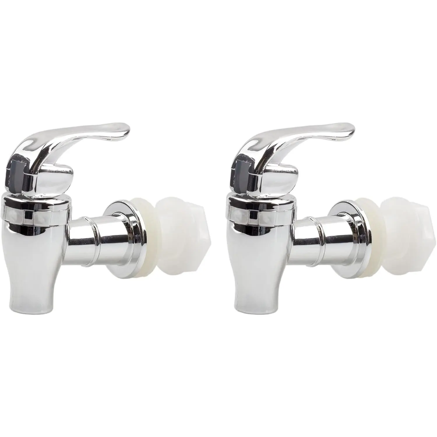 Push Style Spigots for Beverage Dispenser Carafes (2-Pack),  Lever Pour Spouts, Chrome Design Lock Open Style