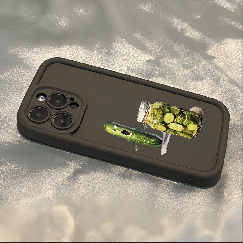 Phone case: Funny pickled cucumber creative pattern, new groove stepped mobile phone case, fun, simple and fashionable personality trend for men and women suitable for iPhone 17 E Air Pro ProMax iPhone16 15 14 Plus 13 12 Mini 11 X XS XR