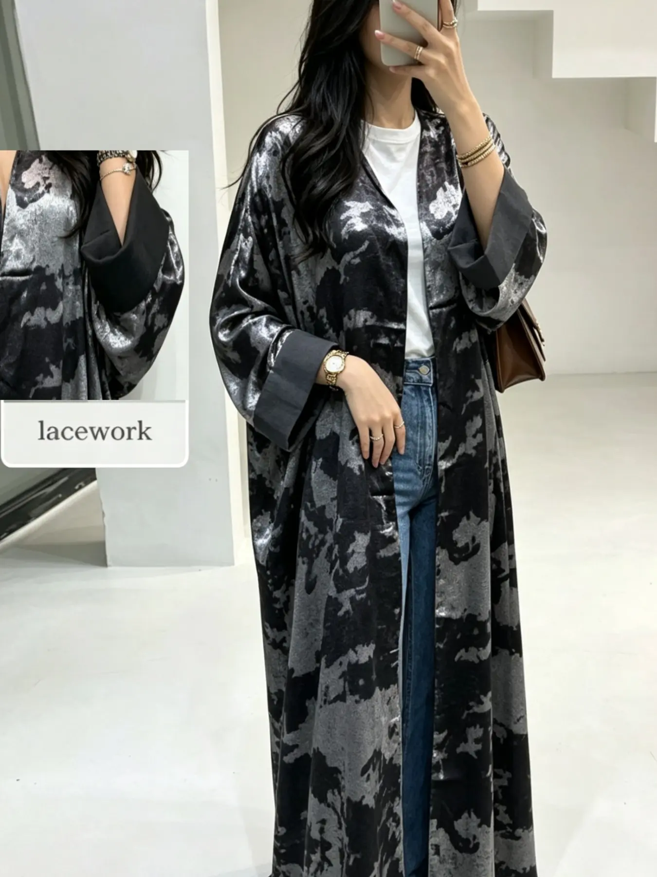 Women's New Fashion Satin Luster Loose Long Robe, Elegant Long Sleeve Abaya, Perfect for Parties and Birthdays, Arabic Middle East Style