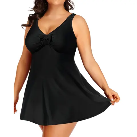 Daci Plus Size Two Piece Swim Dress Tankini Swimsuits for Women Flowy Bathing Suits with Boyshort