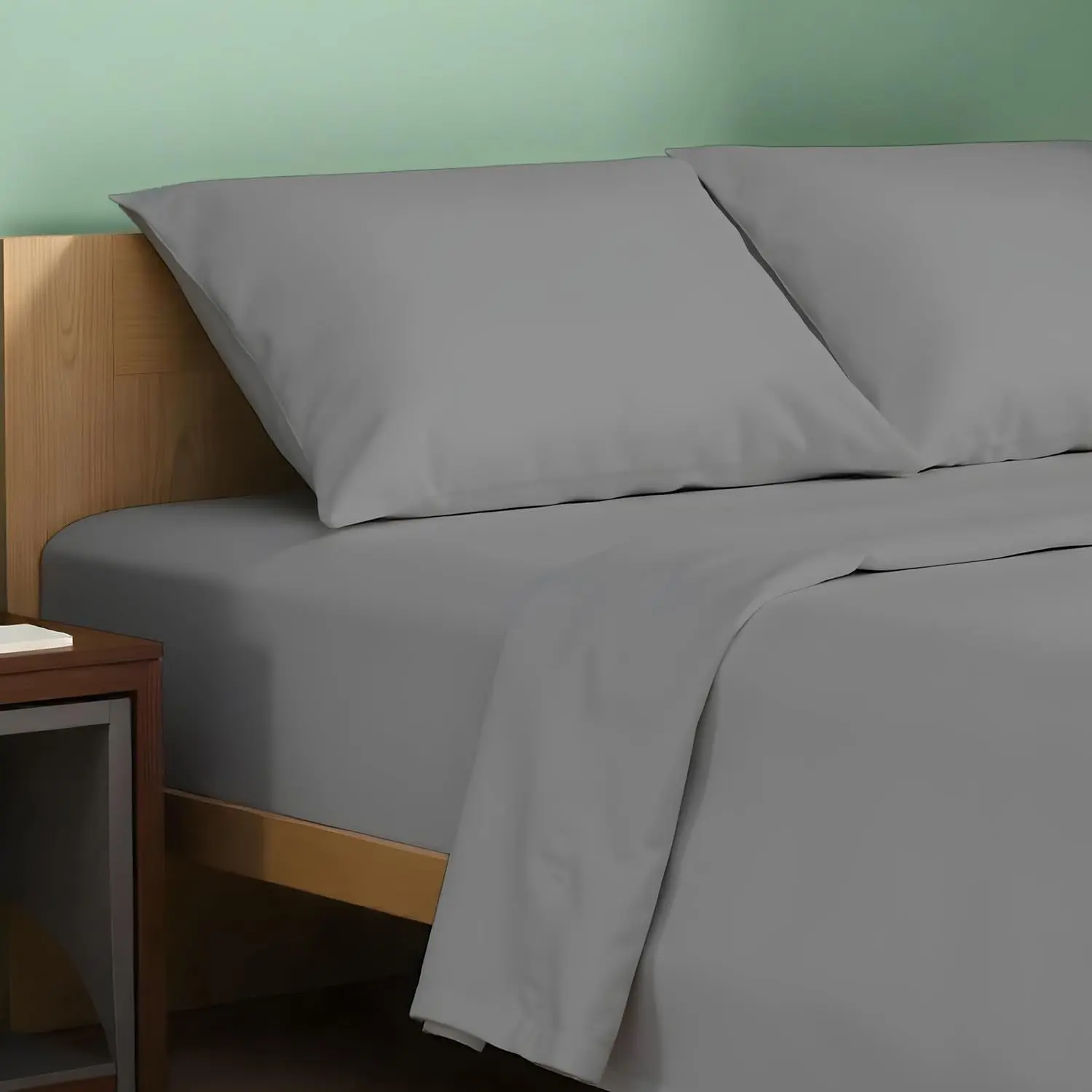 100% Organic Cotton Sheets Full Size - 4 PC Organic Cotton Full Size Percale Weave Sheet Set, Soft, Cooling, Crisp & Breathable, 16" Deep Pocket Hotel Quality Bedding Set - Dark Grey