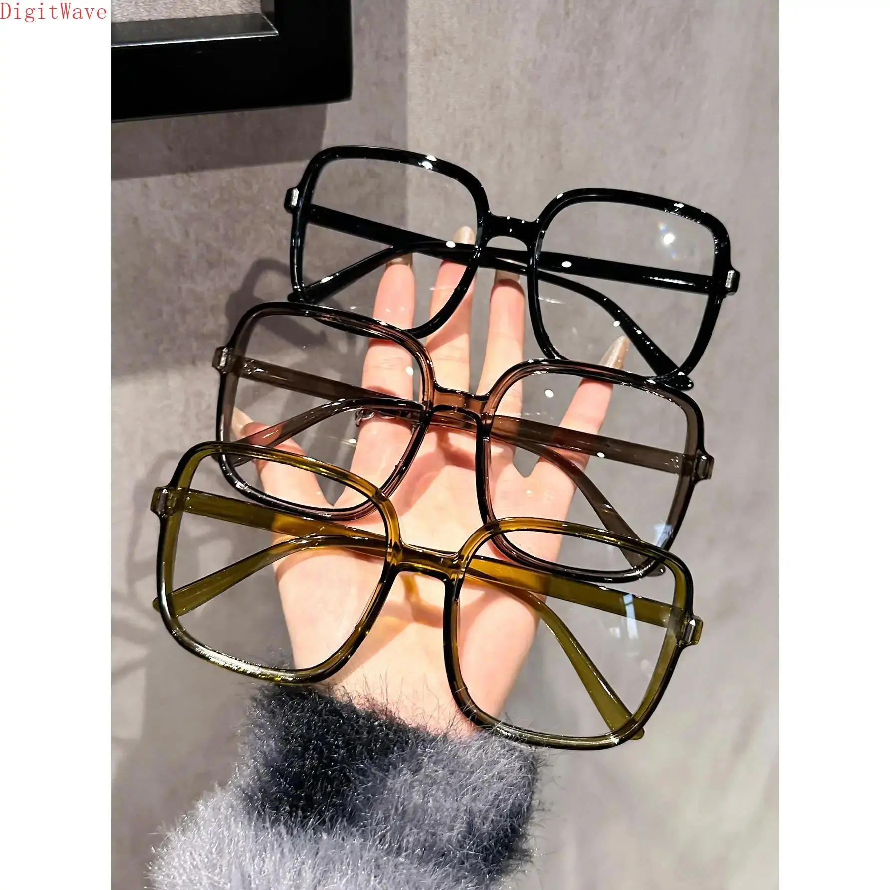 Bluelight Blocking Glasses 4-Pack, Unisex Oversized Blue-Block Square Frame Non-Prescription Plastic Frames, Fashion Eyewear for Daily Wear & Photo Shoots, Blue Lights Glasses, Decoration, Blue-Block Square Frame Non-Prescription Glasses