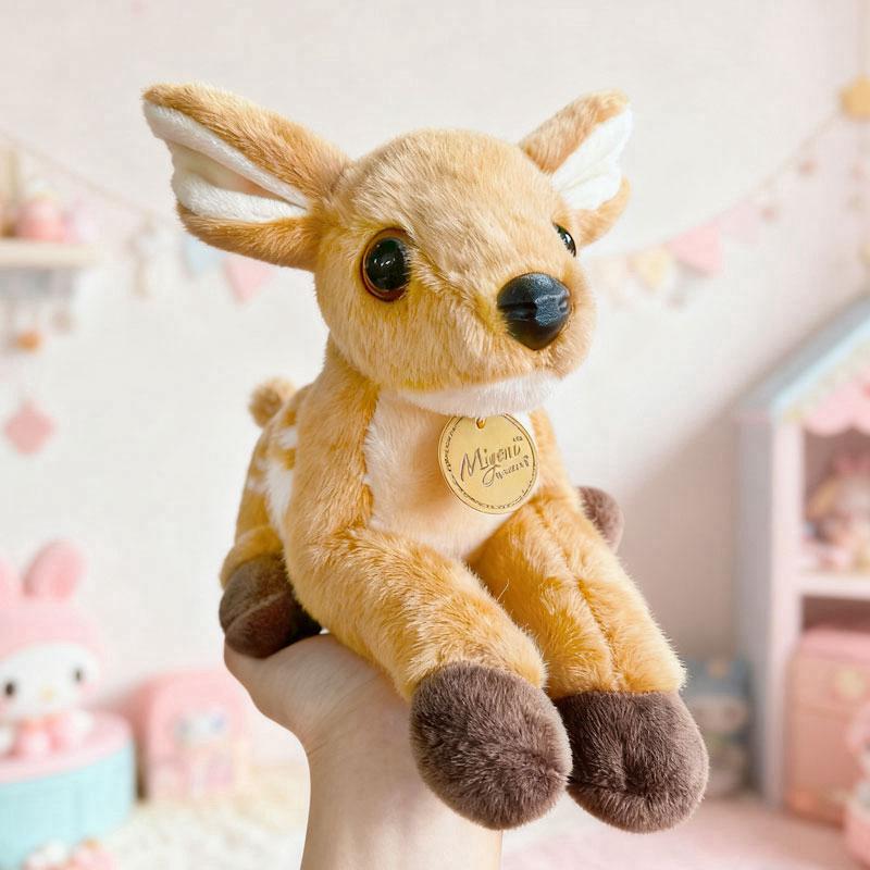 25cm Lying Kawaii Sika Deer Plush Toy Dolls Imitation Soft Cartoon Deer Stuffed Dolls Christmas Home Decor Plush Pillow