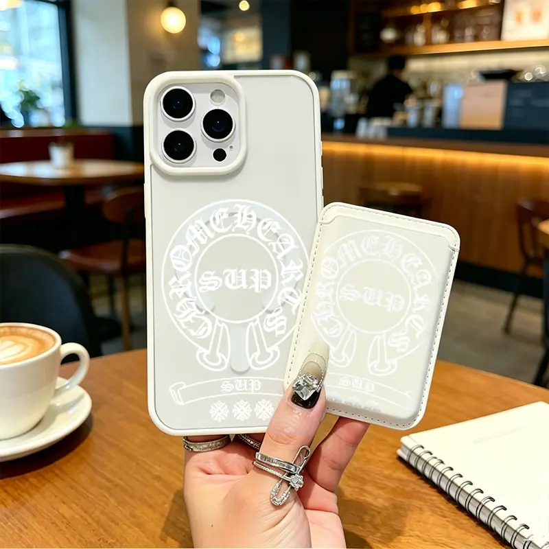 Chrome Hearts Colorful Cross Tag Phone Case,Magnetic  Ins Cute Romantic Playful Acrylic Magnetic Phone Case + Magnetic Card Holder 2pcs Set for iPhone 11pro 12 13 14PLUS 15 16 17pro Max Holiday Gift, Perfect Gift, Valentine Gift, Birthday Gift