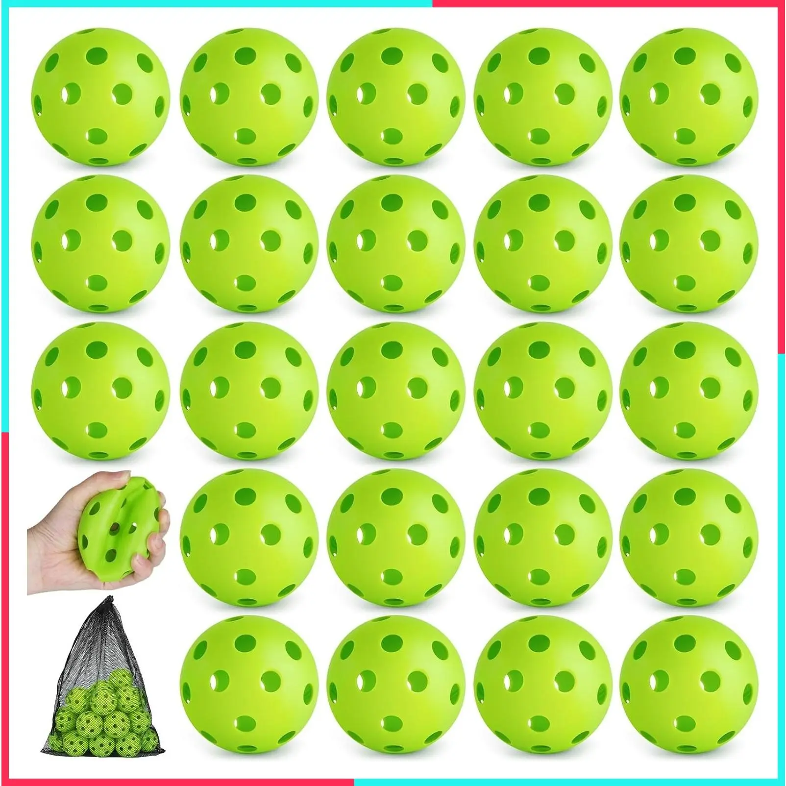 24/80 Pack Plastic Practice Baseball Softballs - Lightweight Hollow Training Balls with Drawstring Bag for Hitting, Baseball Training, Indoor & Outdoor Use