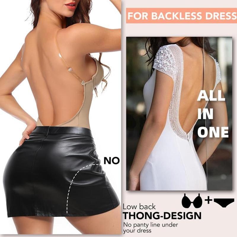 Women Shapewear Backless Body Bra Shaper Deep Plunge Low Back Open Crotch Shapewear for Wedding Party Daily Use , Ladies Shapewear Strapless Deep U Plunge Bodysuit for Women Tummy Control Built In Bra Low Back Body Shaper