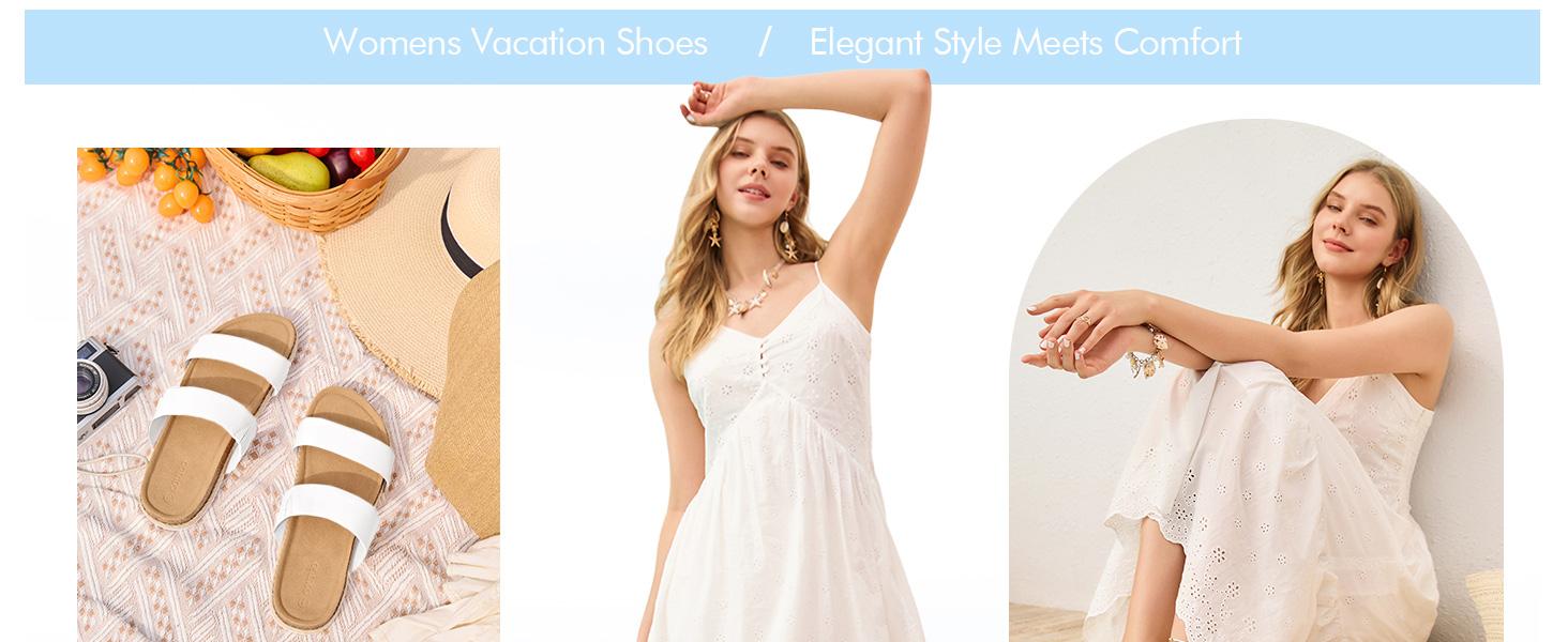 Coutgo Women's Slides Sandals Open Toe Slip On Platform Sandals Footbed Summer Beach Shoes