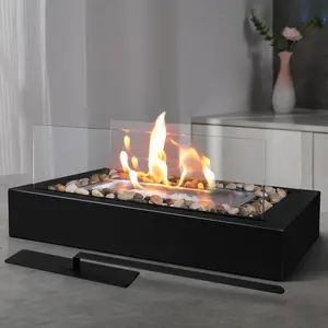 Portable Ethanol Fireplace, Glass Windshield Desktop Heater, Indoor Outdoor Use, Decorative Design, Ideal for Gatherings and Relaxation