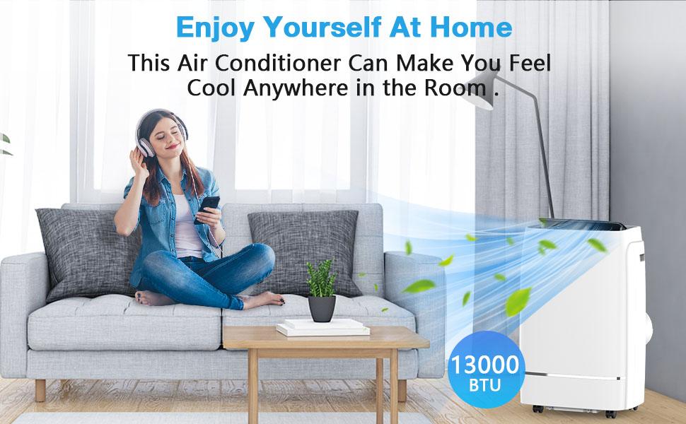 COWSAR Portable Air Conditioner, 12000 BTU/13000 BTU for Room up to 550sq. ft-600 sq. ft, Dehumidifier & Fan, Portable AC with 3 Fan Speeds, Automatic Louver Sweep,24H Timer, Remote Control, ECO