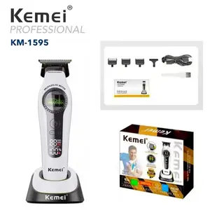 Kemei Hair Trimmers Professional Hair Clippers F1 -Super Engine Motor with External Brushless Trimmer for Men KM-1593 KM-1595