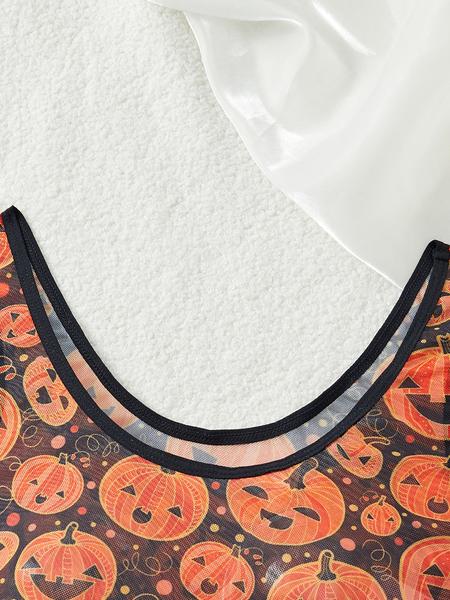 Sexy Halloween Pumpkin Print Jumpsuit - Sleeveless & Stretchy Black/Orange Pajama Set 🎃 #HalloweenOutfit