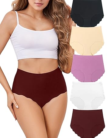 Women's 6 Pack No Show Cheeky Panties V-waist Seamless Bikini Underwear
