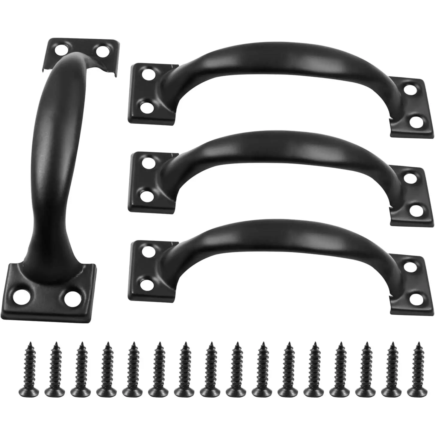 4 count 4” Metal Door Handles Bow Handle, Large Door Pulls  barn Door Handles for Furniture Cabinets Kitchen Drawer Dresser Gate - Black