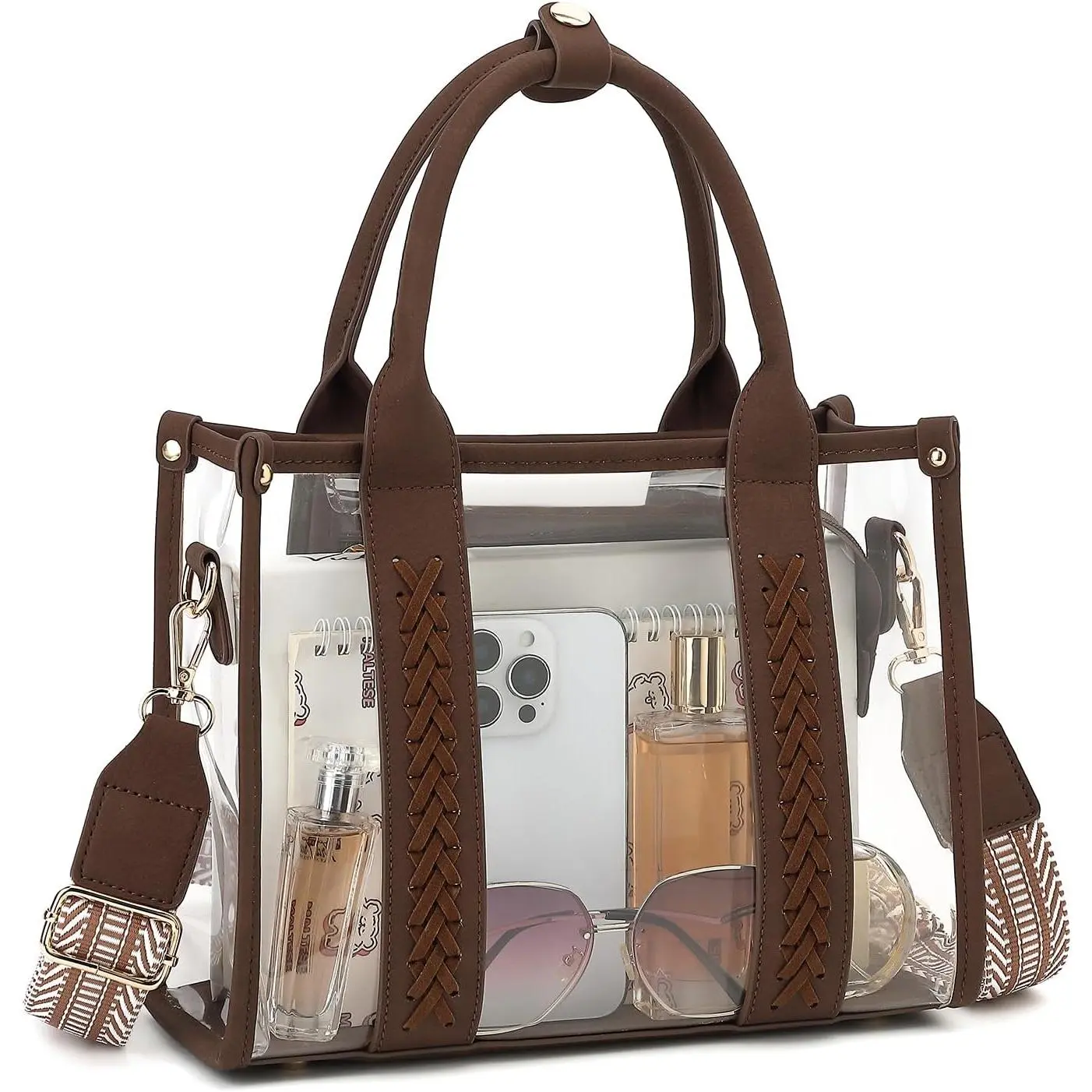 Clear Tote Bag for Stadium Events - Cute Clear Crossbody Purse Transparent See Through Bag for Beach, Concert & Work