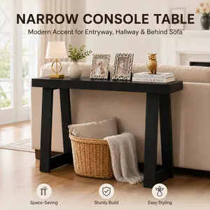 36" Console Table, Narrow Sofa Table Behind Couch, Modern Black Entryway Table for Hallway, Living Room, Bedroom & Foyer