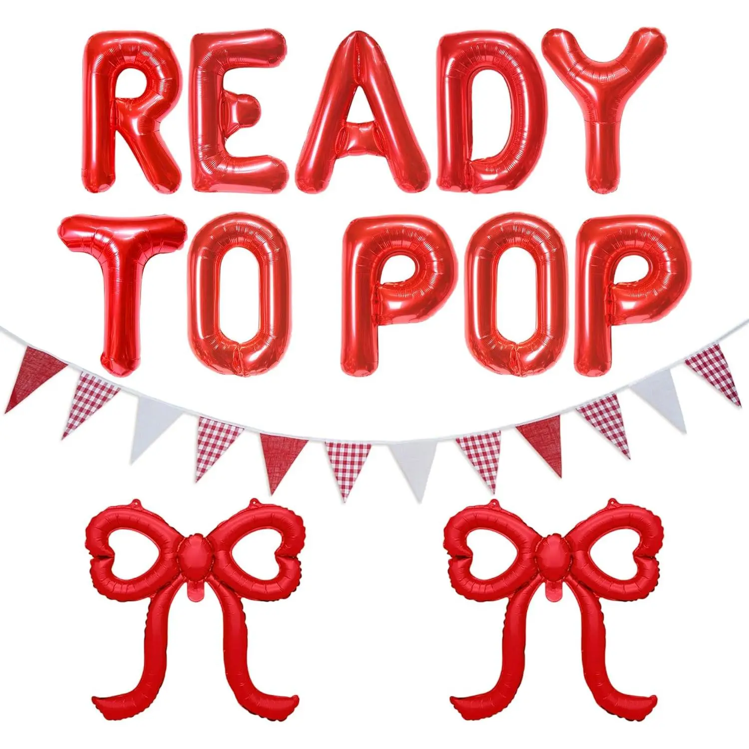 Shes Ready to Pop Baby Shower Decorations About Ready to Pop Balloon Banner | About Ready to Pop Balloon Backdrop Cherry Red Bow Baby Shower Soda Bar Gender Reveal Party Supplies Shes Ready to Pop Decor
