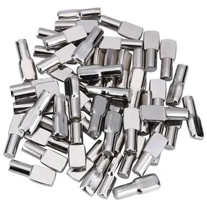24/48/96 Packs Shelf Pins, 5mm Shelf Support Pegs Spoon Shape Cabinet Furniture for Shelves Nickel Plated