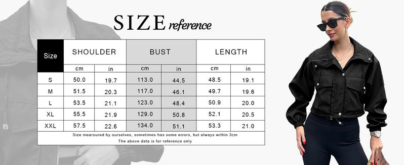 Imily Bela Womens Cropped Jacket Zip Up Lightweight Oversized Utility Anorak Coat with Pockets