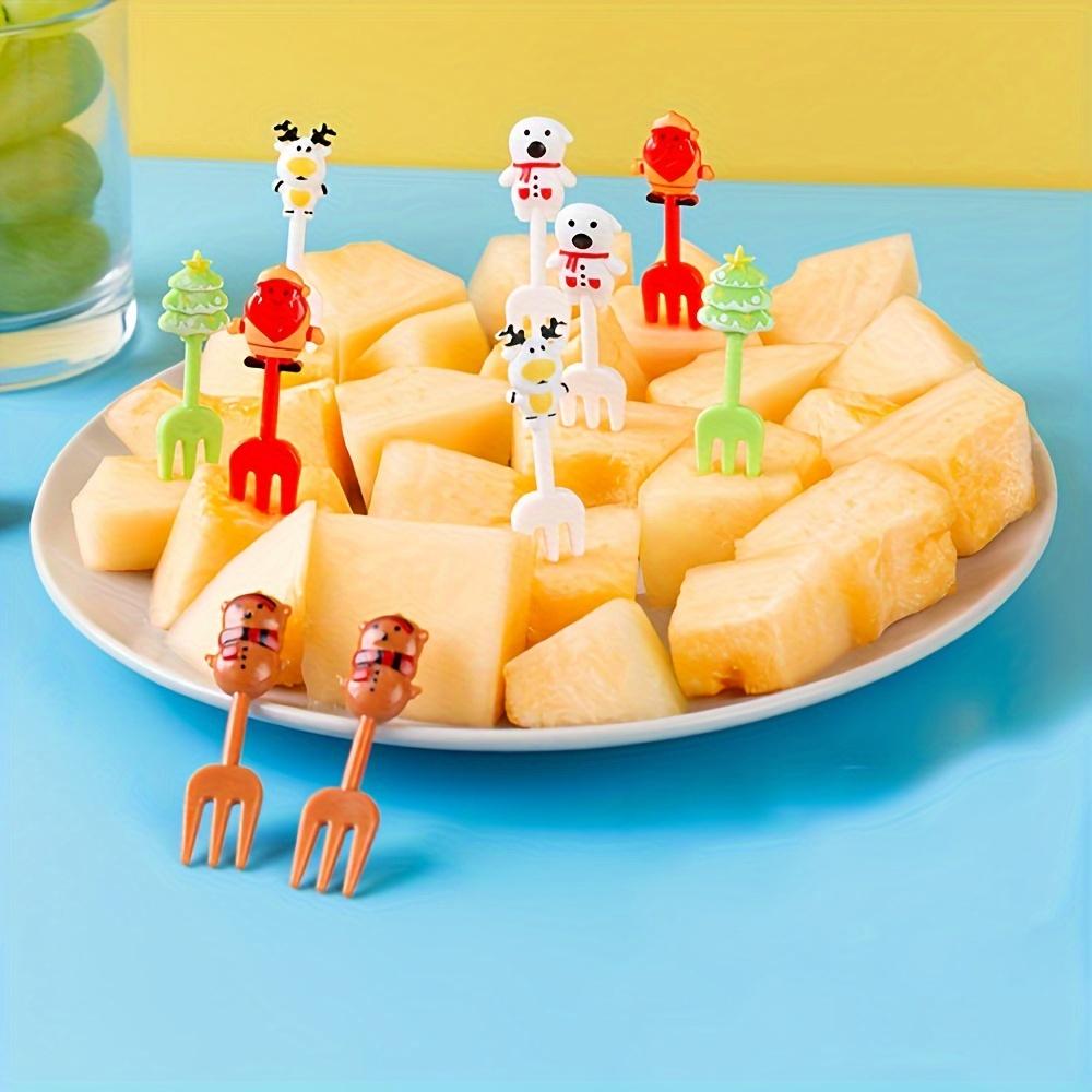 Set of 10 Christmas Themed Plastic Dessert Forks - Vibrant Santa Claus Mini Forks for Creative Fruit Picks, Home Kitchen, Camping, Party, Bento Accessories, Festive Party Supplies, Disposable, Reusable, Easy to Clean, Durable, and Fun Cutlery Tableware