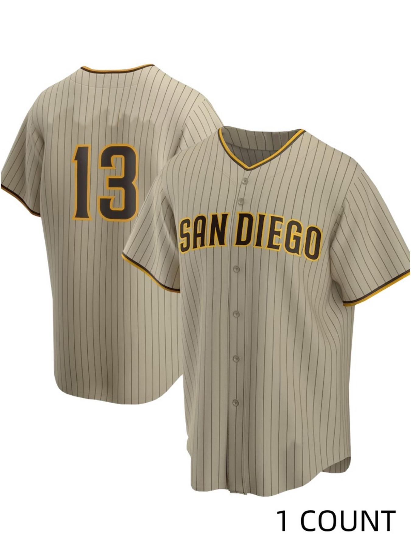 Men's Baseball Jersey, Breathable V Neck Short Sleeve Embroidered Baseball Top, Retro Letter Design for Training, Competition, and Casual Wear, Jersey Tee, Athletic Apparel