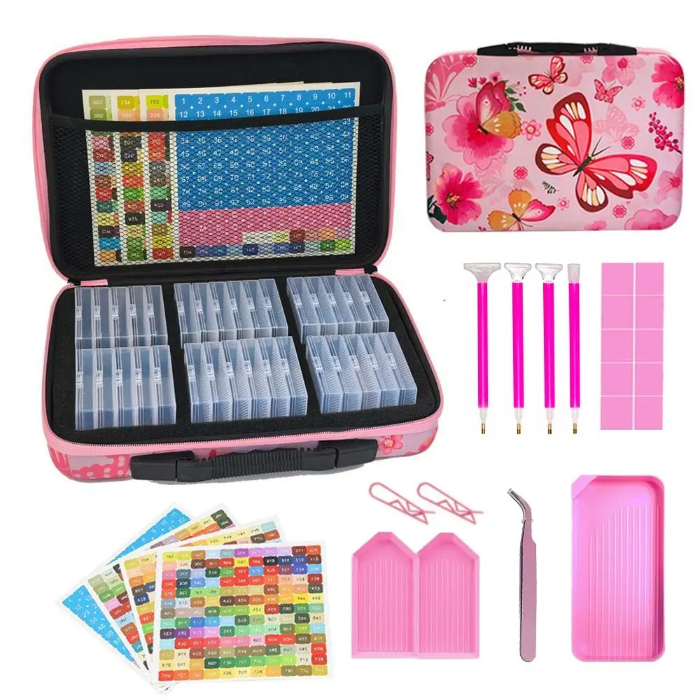 32 Slot Diamond Art Storage Box, Bead Organizer with Labels, Tools Set, DIY Craft Kit, 5D Embroidery Accessories, Jewelry Making Supplies
