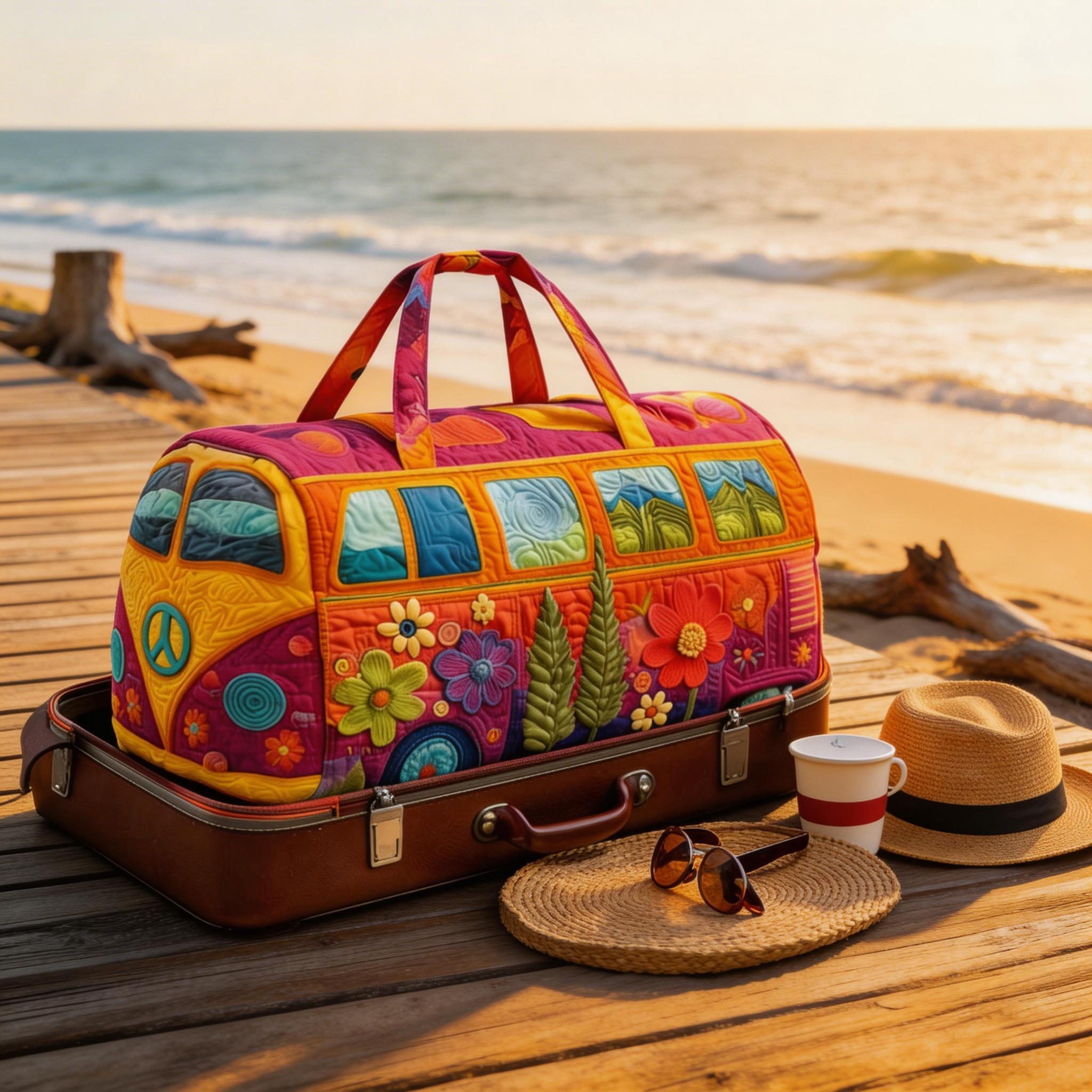 Unisex Boho Quilted Weekender Travel Bag | Lightweight & Comfortable Hippie‑Style Carry‑On Bag