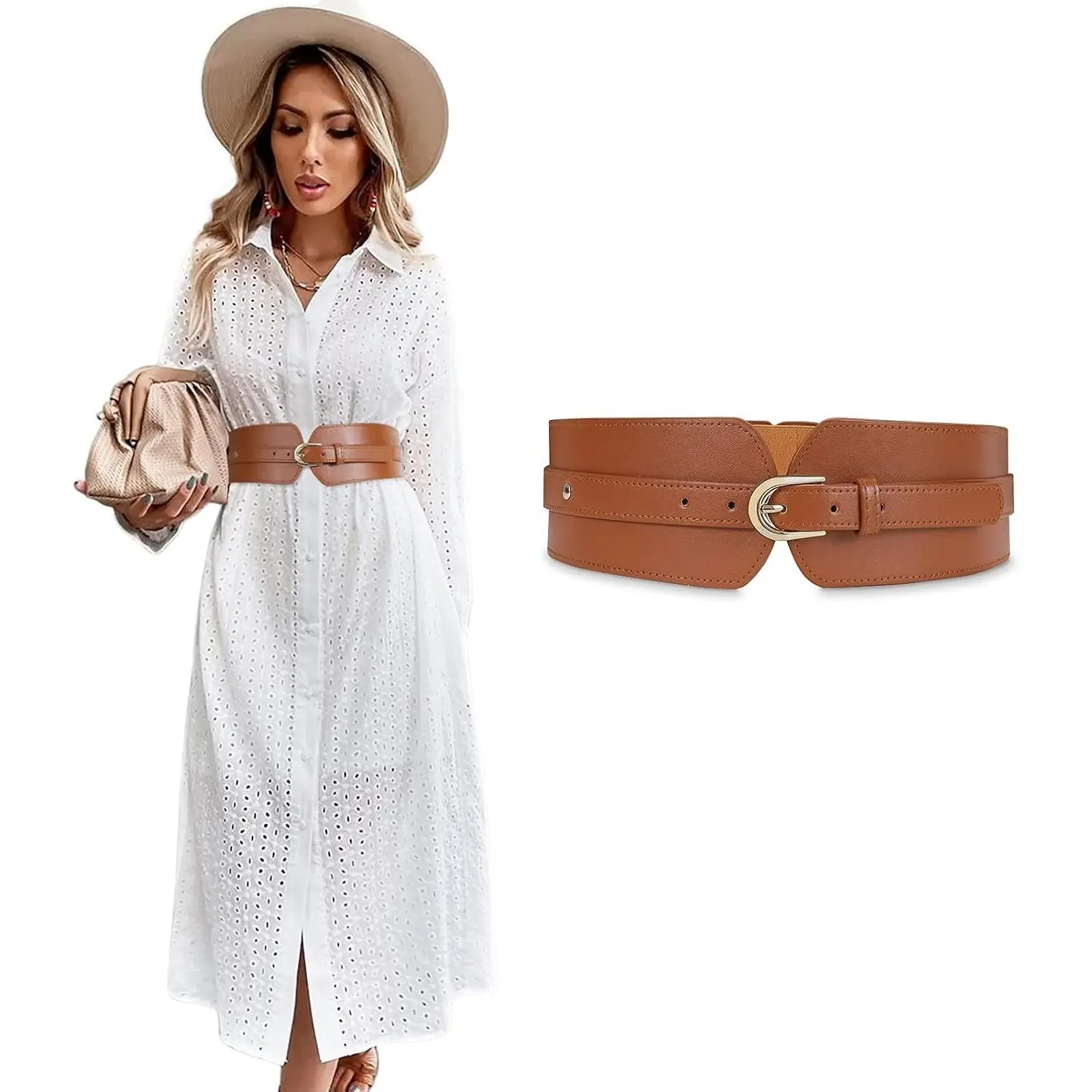 Women's Wide Elastic Stretch Cinch Belt for DressesGift