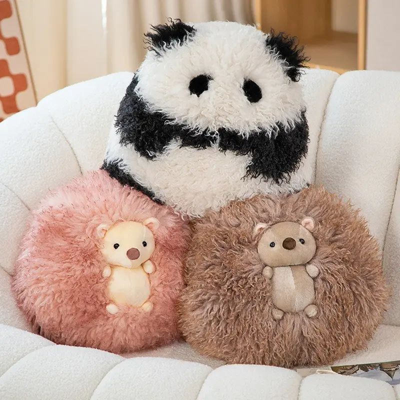 Plush Hedgehog Pillow, Panda Plush Toy, Sofa Cushion, Living Room Decor, Cozy Stuffed Animal, Comfortable Home Accessory