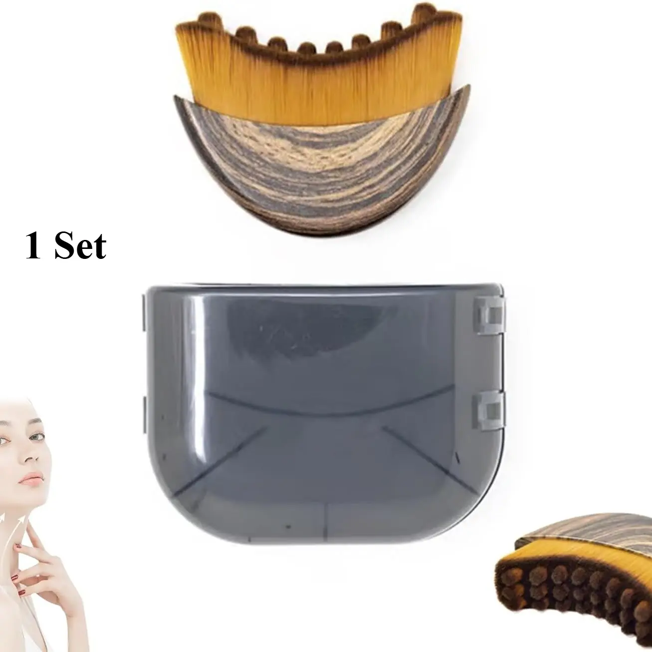 1 Set Facial Brush with Ergonomic Oval Head – Soft Nylon Bristles & ABS Handle for Face, Jawline & Neck Contouring – Precise Lymphatic Massage, Exfoliation & Skin Care – Spa-Quality Beauty Tool