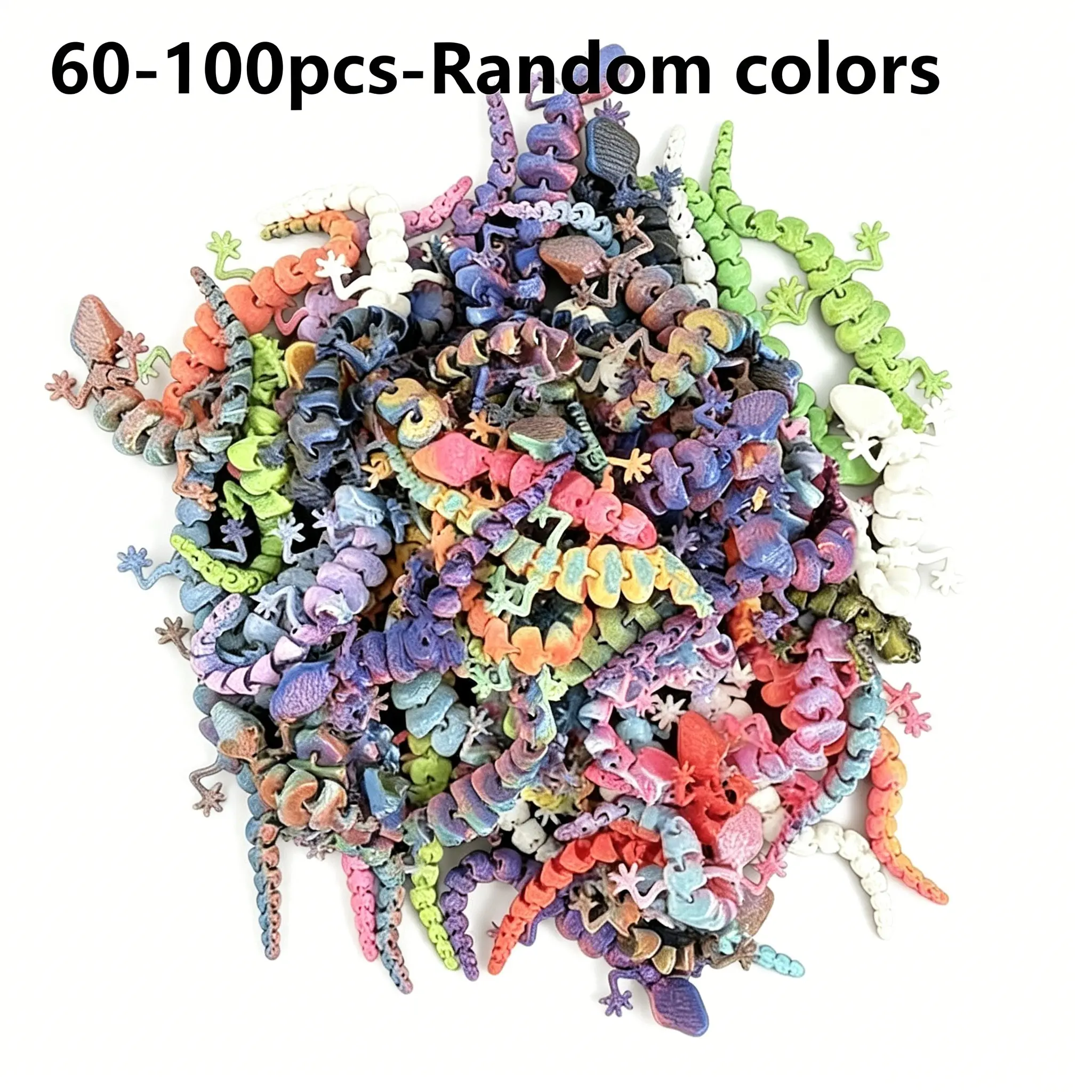 60/100 Pieces 3D Colorful Gecko Wall Decorations, Printed Home Ornaments for Room Decor, Holiday Gifts, Random Colors