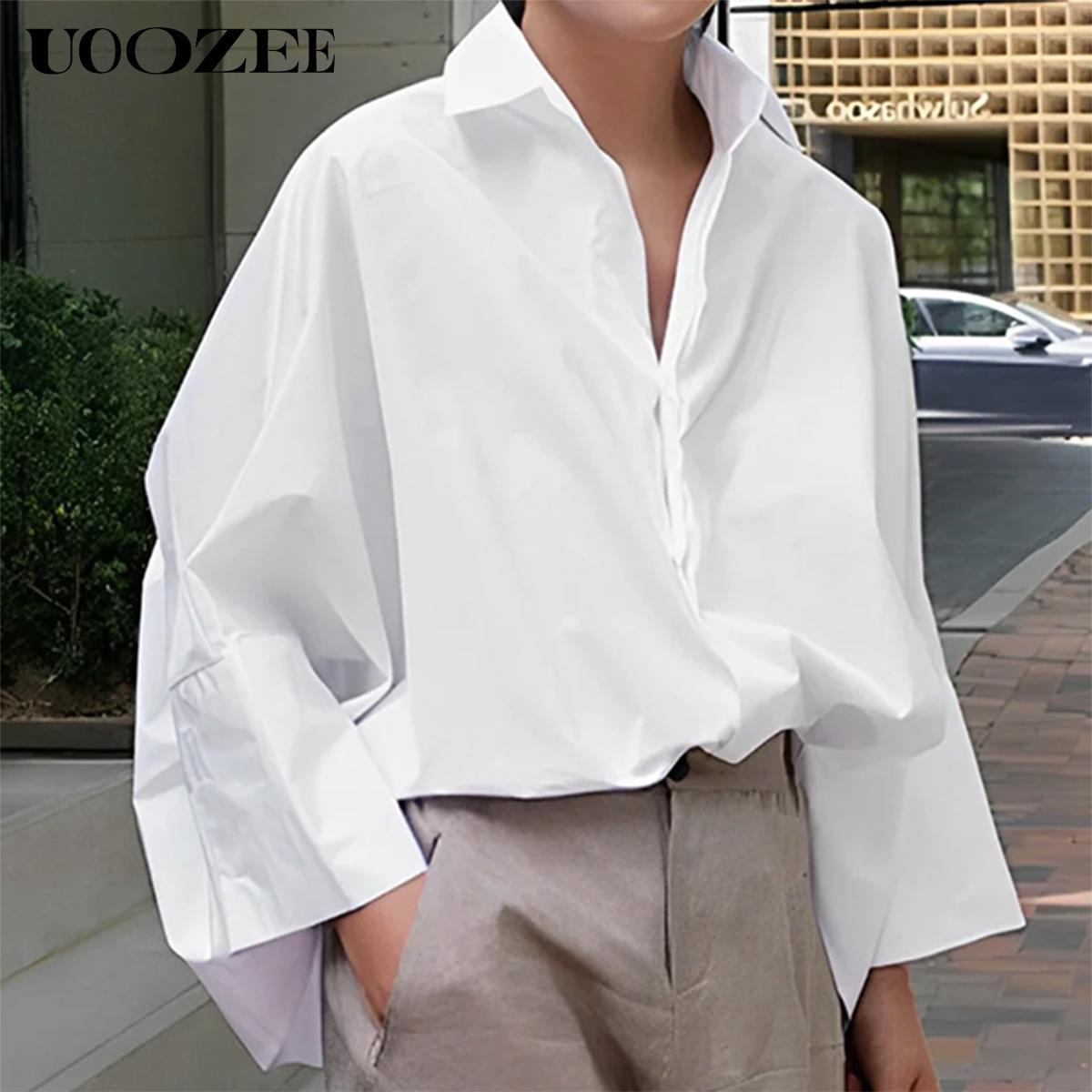 UOOZEE Women's Loose Large Collar front drop shoulder Sleeve Shirt , Women's plain button shirt for work office business Top(Loose Version, One Size Larger, Non Elastic Fabric) UOOZEE Women's Loose Large Collar front drop shoulder Sleeve Shirt , Women's plain button shirt for work office business Top(Loose Version, One Size Larger, Non Elastic Fabric)