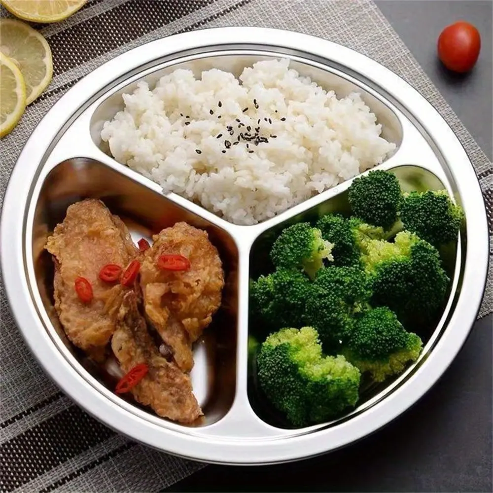 Commercial Grade Flatware Set, Stainless Steel Round Dinner Plate, Premium Serving Plates, Ideal for Hotels, Cafes, Buffets, Home Dining