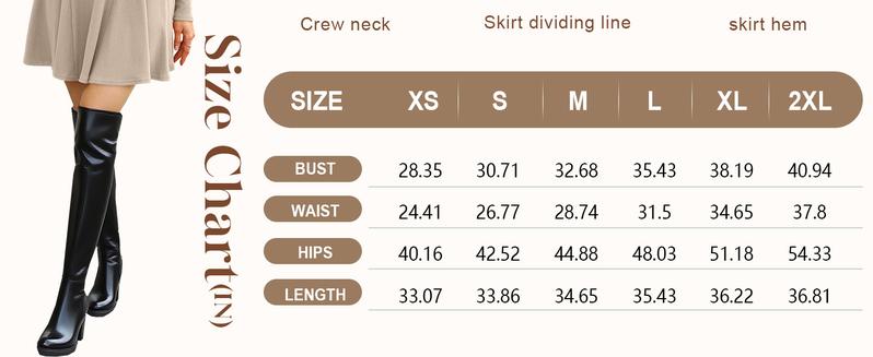 OFEEFAN Sweater Dress for Women Fall 2025 Long Sleeve Crew Neck Ribbed Knit Fit and Flare A-Line Dresses