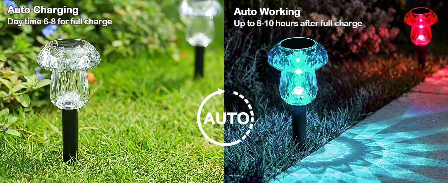Solar Pathway Lights Outdoor 8 Pack Mushroom Garden Lights Waterproof Solar Powered Yard Lighting for Landscape, Driveway, Path, Walkway, Patio, Outside Garden Decorations, Color Changing