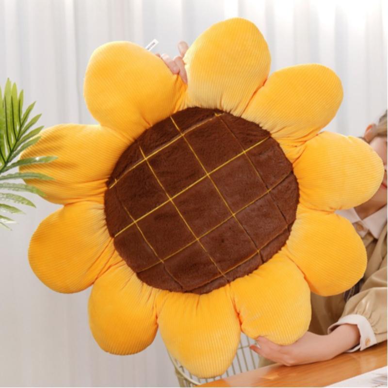 Sunflower Design Plush Pillow, Soft Stuffed Toy, Cute Plush for Kids and Adults, Comfortable Soft Plush for Home Decor, Home Items, Sunflower Motif, Anime And Manga Appeal, Terylene Material