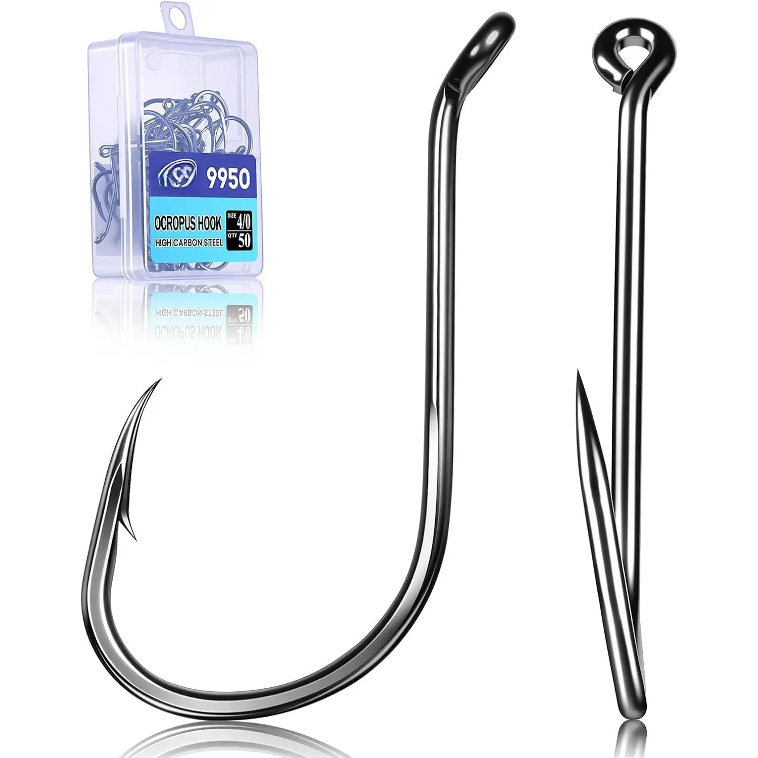 Octopus Fishing Hooks 50/100 Pcs,Offset Beak Circle Hooks for Fish Hooks Saltwater Freshwater, High Carbon Steel Hook for Rigs Catfish, Bass Tuna, Walleye, Trout Size 10-8/0
