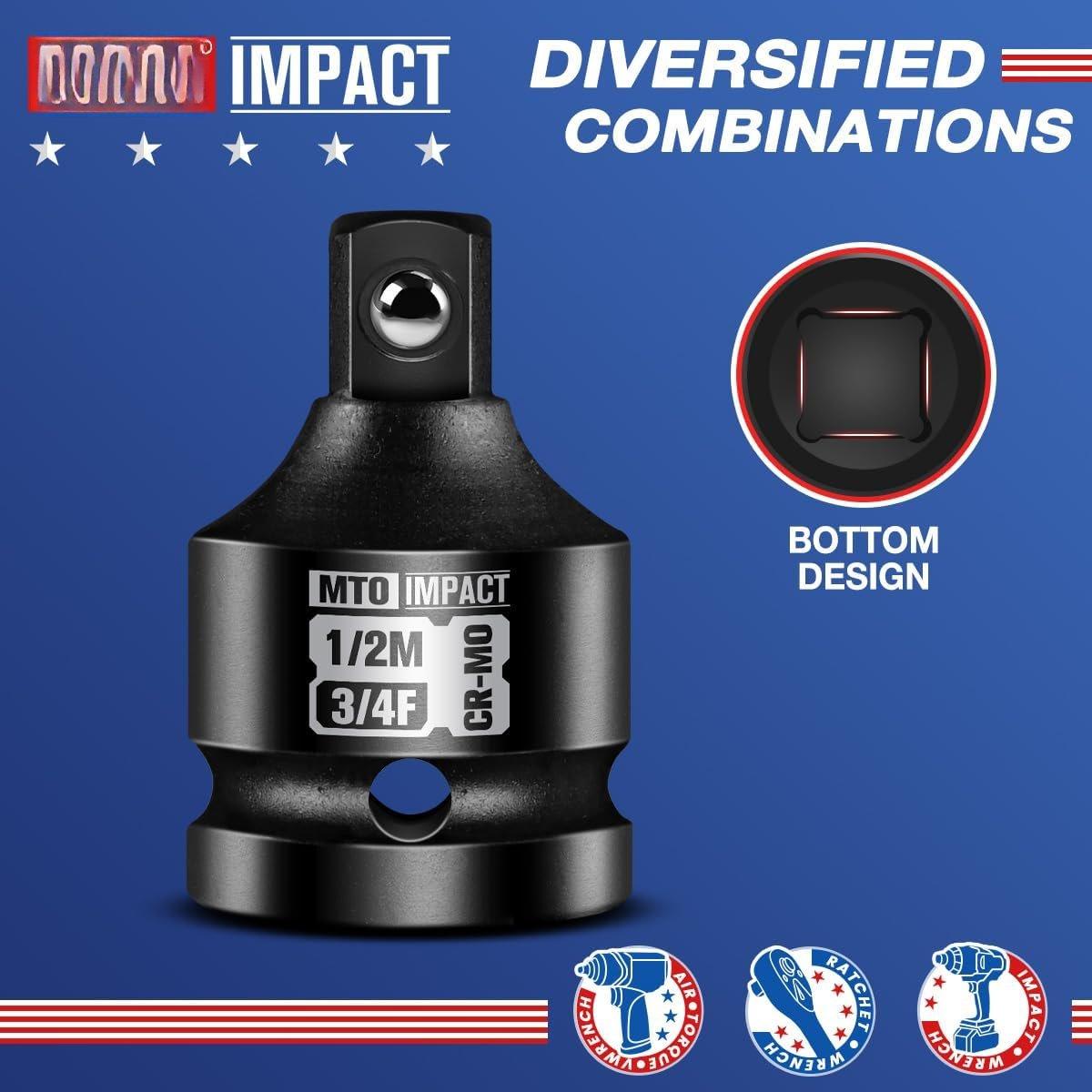 3/4" Female to 1/2" Male  Socket Adapter, 3/4-Inch  Socket Adapter Reducer, Chrome Molybdenum Alloy Steel