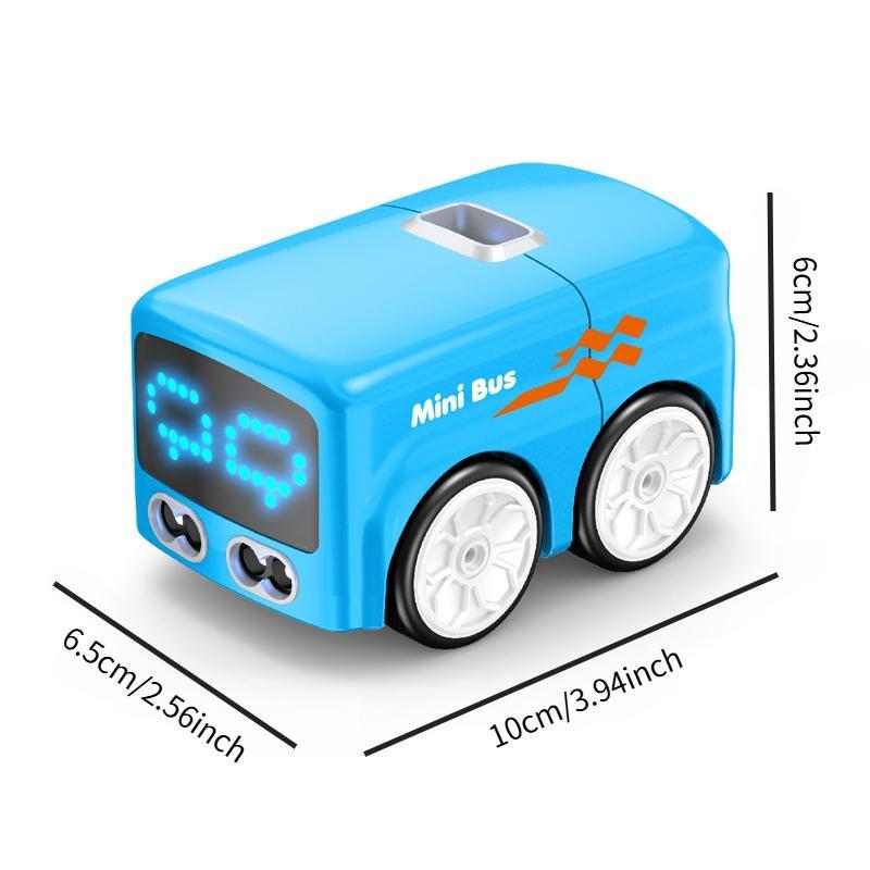 Multi-functional Smart Mini Bus, with Following & Obstacle Avoidance, Expression Light Effects, Educational Interactive Toy Car for Kids, Perfect for Birthday & Christmas Presents (2*AAA Batteries for Remote Control Not Included)