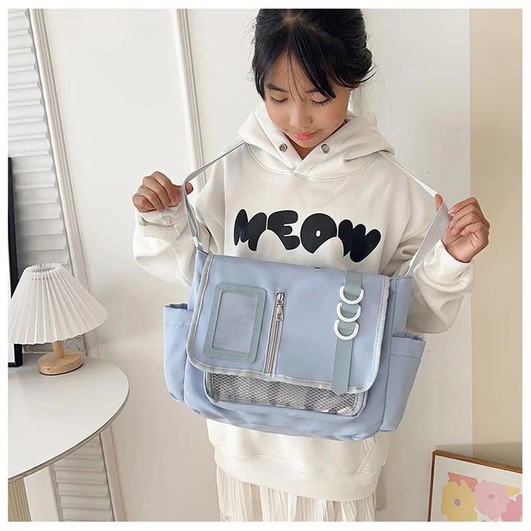 Y2K Japanese Harajuku School Bags for Girls New Transparent Itabag Shoulder Crossbody Bag DIY Badges Display Plate Ita Bag