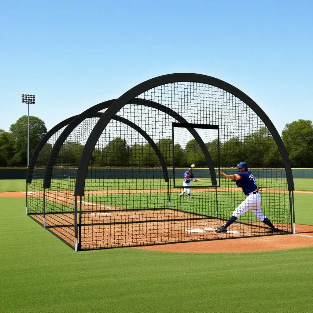 Baseball Batting Cage with Frame & Net - Heavy-Duty Enclosed Backyard Training Net for Hitting & Pitching Practice, Baseball/Softball & Golf - 33ft