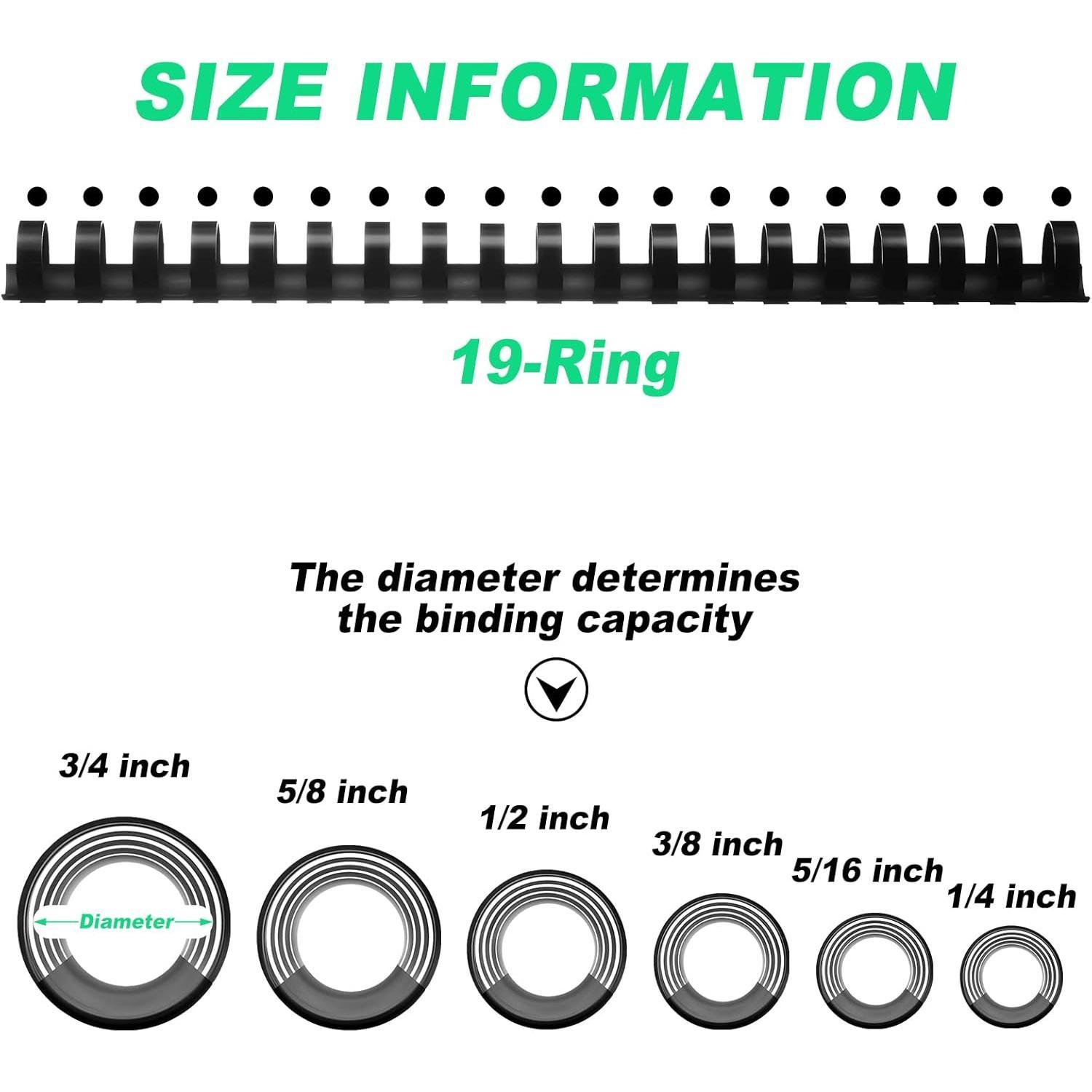 150 Pack Plastic Binding Combs Plastic Binder Comb Ring 19 Ring Binding Spines Letter Size Spiral coils for Notebook Calendar(1/4 5/16 3/8 1/2 5/8 3/4 in,Black) 150 Pack Plastic Binding Combs Plastic Binder Comb Ring 19 Ring Binding Spines Letter Size Spiral coils for Notebook Calendar(1/4 5/16 3/8 1/2 5/8 3/4 in,Black)