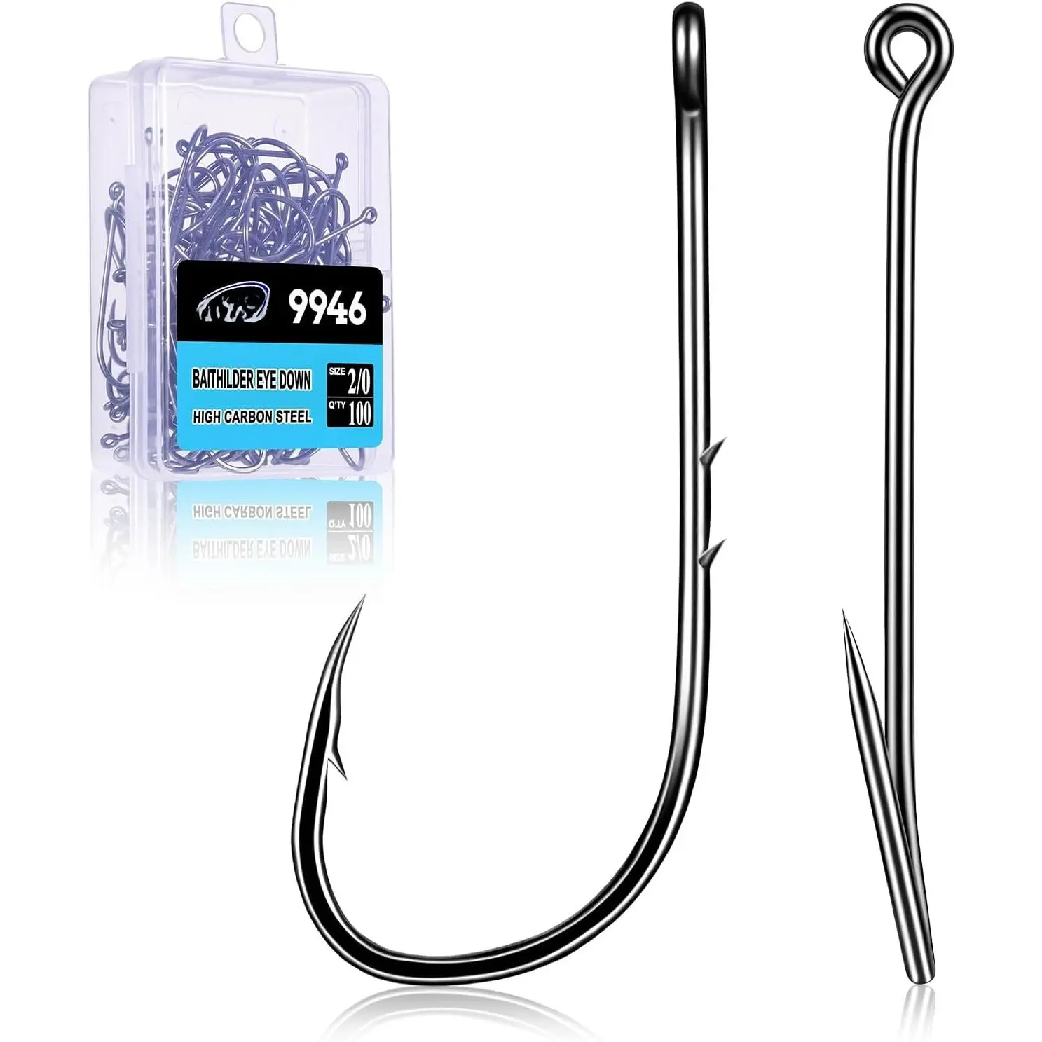 Baitholder Fishing Hooks,100 pcs Offset Double Barbed Long Shank Live  |  Holder Hooks High Carbon Steel Fish Hooks Saltwater Freshwater for Bluegill Crappie Bass Trout Walleye Size #12-6/0