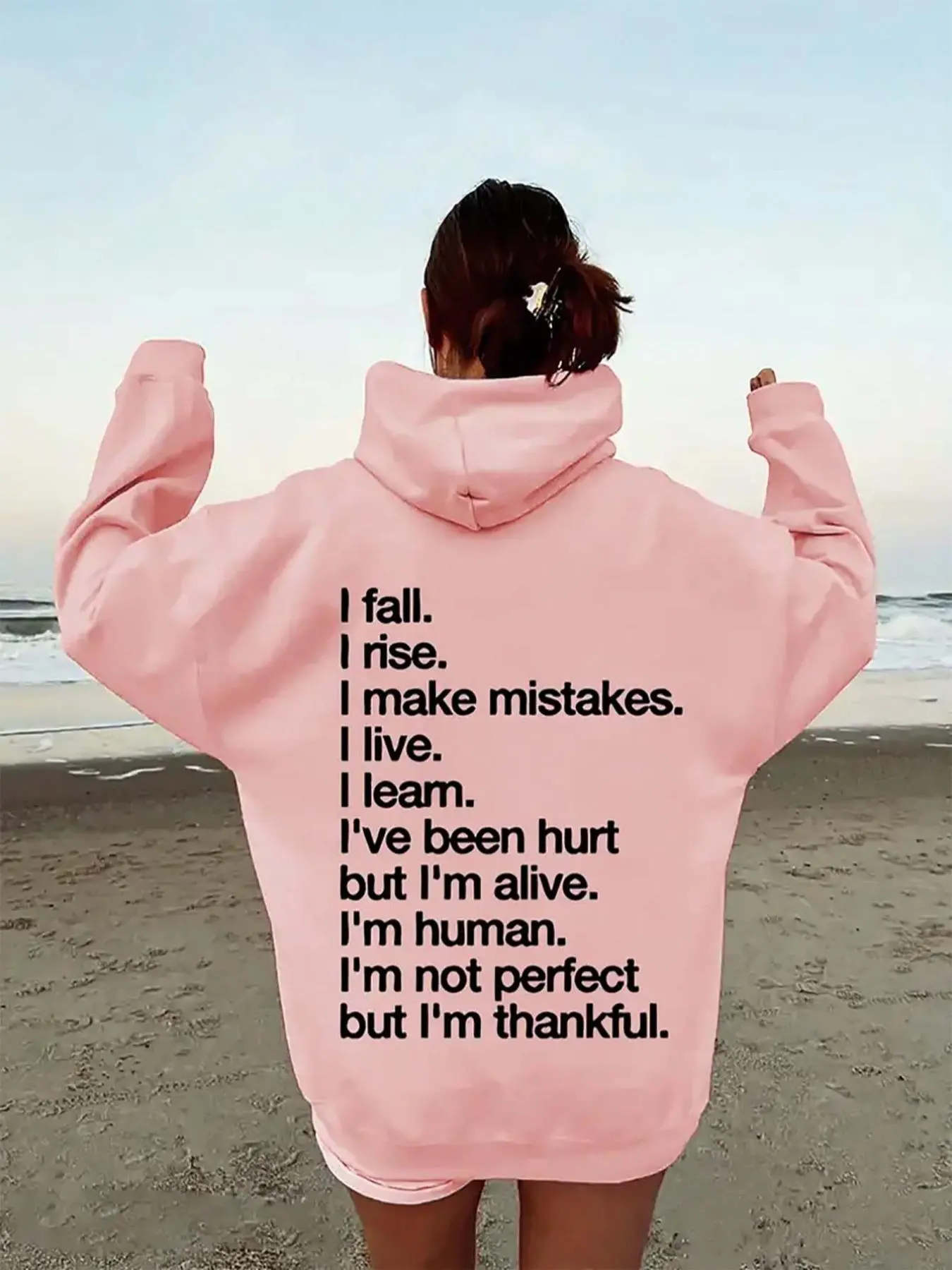 【Plus Size】 Letter Print Drop Shoulder Hoodie, Fashion Casual Drawstring Pocket Hooded Sweatshirt for Daily Holiday Outdoor Wear, Women Clothing for Fall & Winter, Hoodie Letter Logo