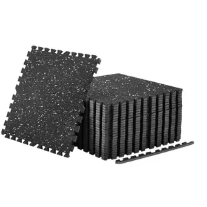 VEVOR Puzzle Exercise Mat, 24 PCS Fitness Equipment Mats, 24x 24x 0.56 in, High-Density EVA Foam Mat Set, Interlocking Rubber Soft Tiles, Protective Floor Padding with White Dots for Home Gym Office