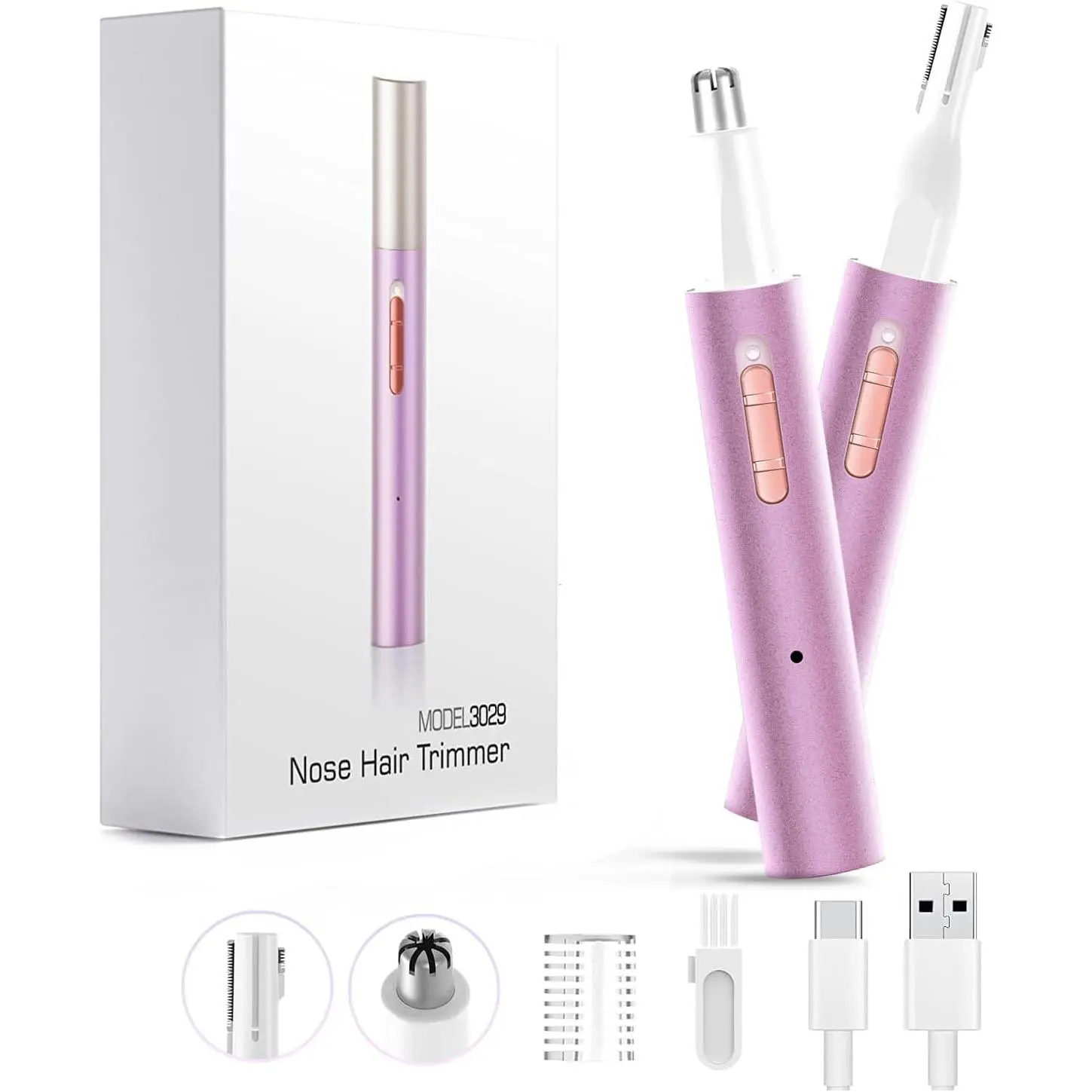 Nose Hair Trimmer, 2-in-1 Rechargeable Professional Painless Personal Care Appliance for Men - Powerful Motor, Dual-Edge Blades, Easy Cleansing for Ear, Eyebrow Grooming