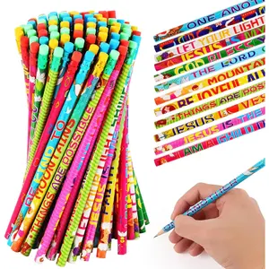 100 count  Verses Pencils Religious Pencil Christian Pencils with Inspirational Scripture for Students Teacher Classroom Religious School Supplies,20 Styles