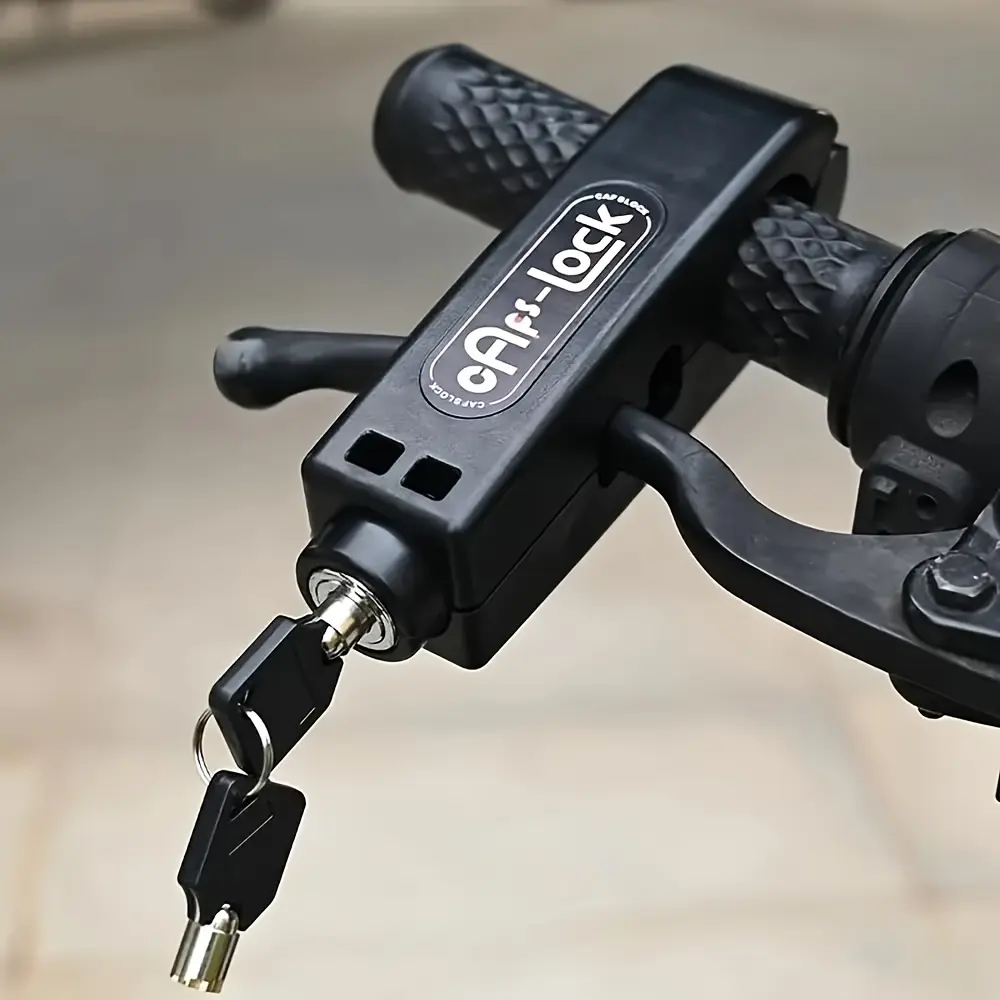 Motorcycle Thief Protection Handlebar Lock Set - 3-Hole ABS Throttle Lock, Keyless System, 2 Keys, Easy Install/Removal, No Battery, Premium 3-Hole Design (Fits ATVs/Scooters)