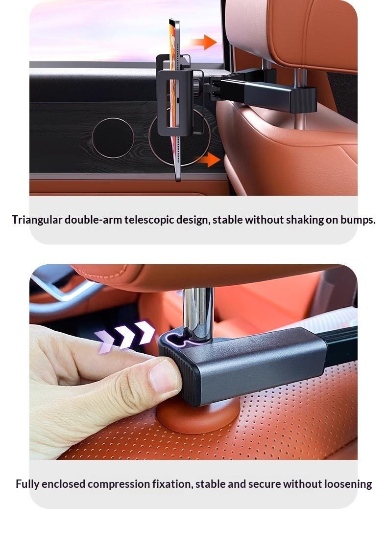 Car tablet bracket, rear seat back ipad support frame, rear seat headrest retractable, rotatable and fixed mobile phone bracket